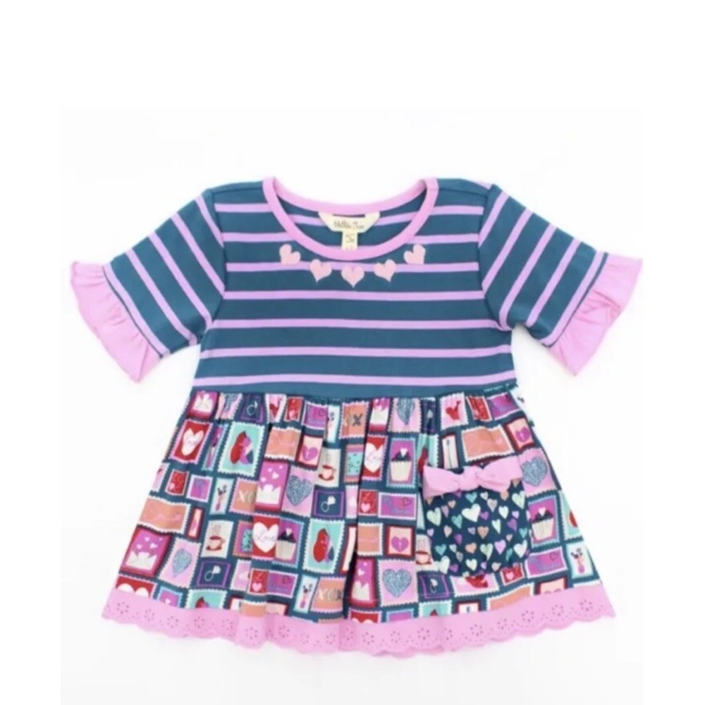 Matilda Jane Girls Heart Valentines Snail Mail Stamp Tunic Top Size 8 New